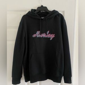Hurley Hoodie Mens Black Sweatshirt Surfer Cursive Spell Out Sweater